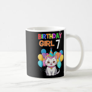 Caneca De Café Crianças Gato Aniversário 7 Festas de aniversário 