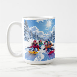 Caneca De Café Crianças Gleefully Dormindo Diversão de Inverno