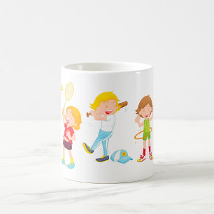 Caneca De Café Crianças Jogando Esportes Atividade Infantil