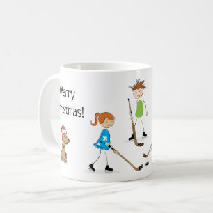 Caneca De Café Crianças Jogando Hóquei em Patins