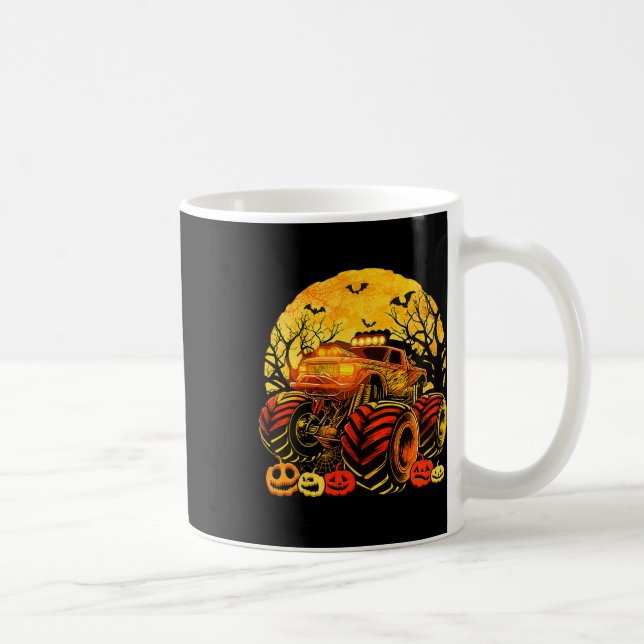 Caneca De Café Crianças Monstro Caminhão Halloween Jack O Lantern (Direita)
