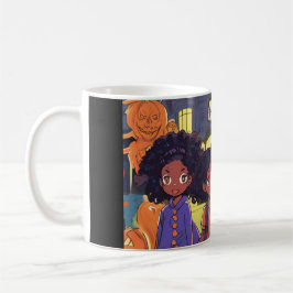 Caneca De Café Crianças Negras Tropeçam Em Um Halloween De Cidade