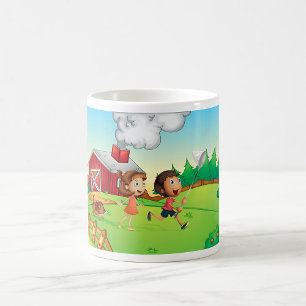 Caneca De Café Crianças numa Fazenda