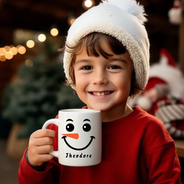 Caneca De Café Crianças Personalizadas Caras de Neve (Criador carregado)