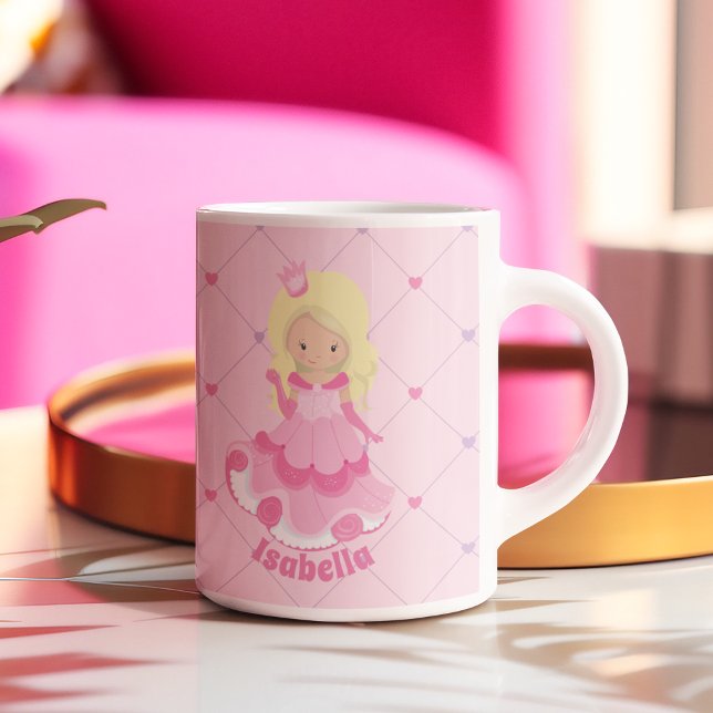 Caneca De Café Crianças Personalizadas da Princesa Loura bonito R (Criador carregado)