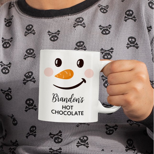 Caneca De Café Crianças Snowman Personalizadas de Chocolate Quent (Snowman Hot Chocolate Mug, Gift for Kids, Christmas Gift)