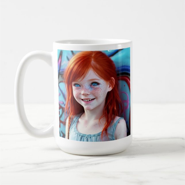 Caneca De Café Crianças Tribais | Bonito Menina Vermelha (Esquerda)