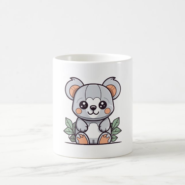 Caneca De Café Criando Vetor de Koala Mágico Kawaii (Centro)