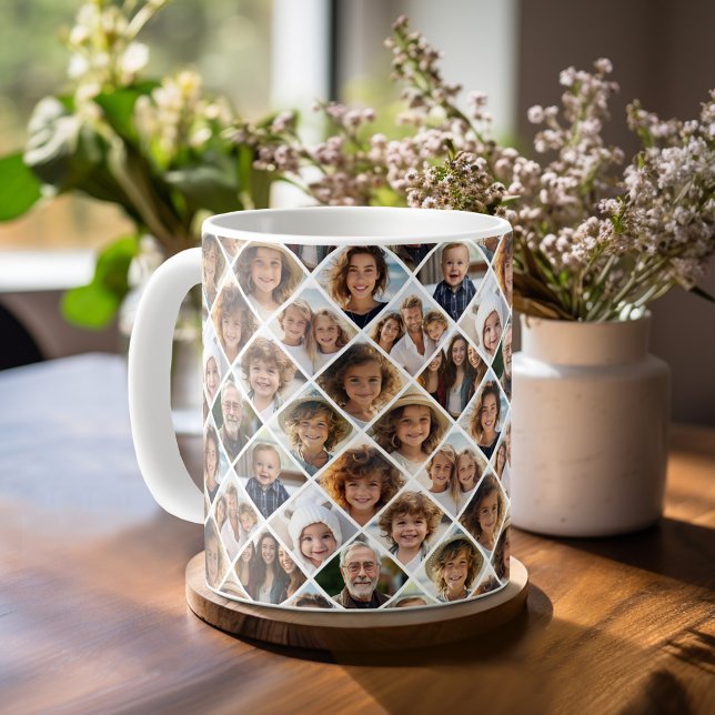Caneca De Café Criar uma Colagem de Fotos Personalizada com 12 Fo (Personalized mug with 12 photos)