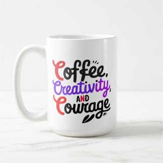 Caneca De Café "Criatividade do café, coragem, tipografia, Design
