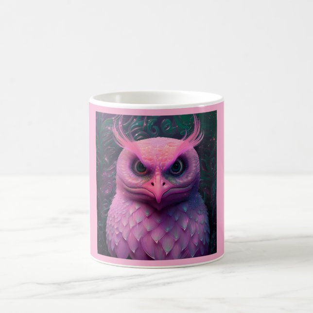 Caneca De Café Criatura Híbrida Rosa Murloc/Coruja (Centro)