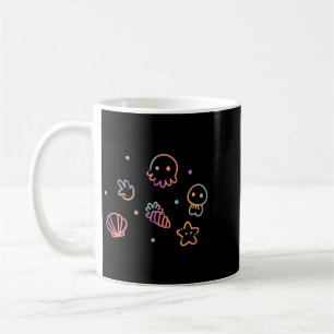 Caneca De Café Criaturas Oceânicas Gradiente Pastel Design de Vid