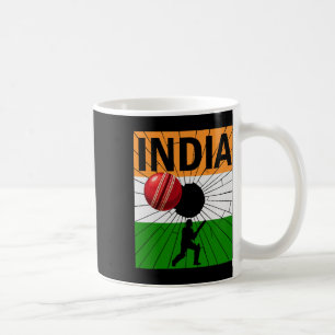 Caneca De Café Cricket Índia Com Pincelada Da Bandeira Indiana As