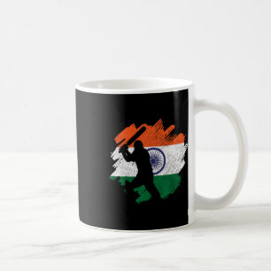 Caneca De Café Cricketista da Índia Bandeira Indiana Vintage 