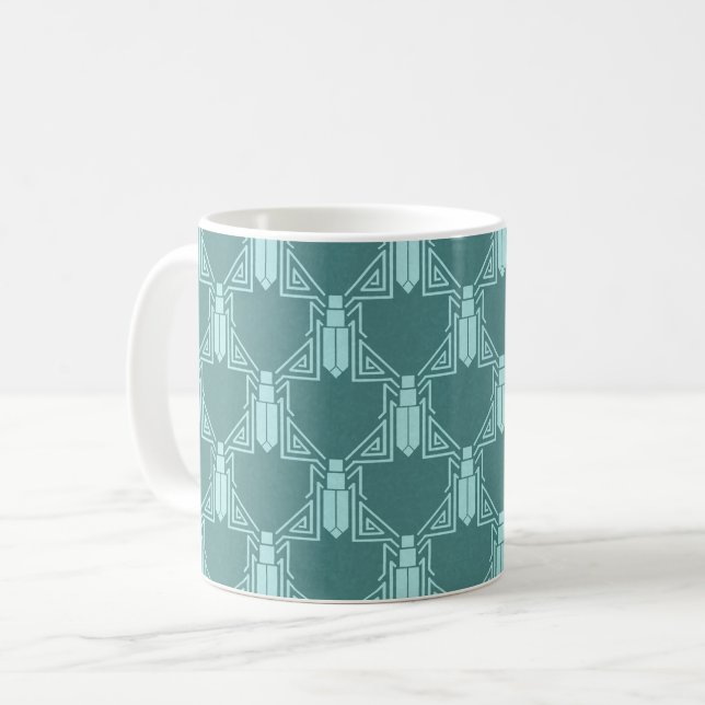 Caneca De Café Crickets Art Deco - Turquesa Escura (Frente Esquerda)