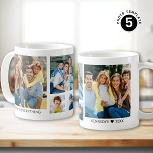 Caneca De Café Crie a sua família de 5 fotos em branco