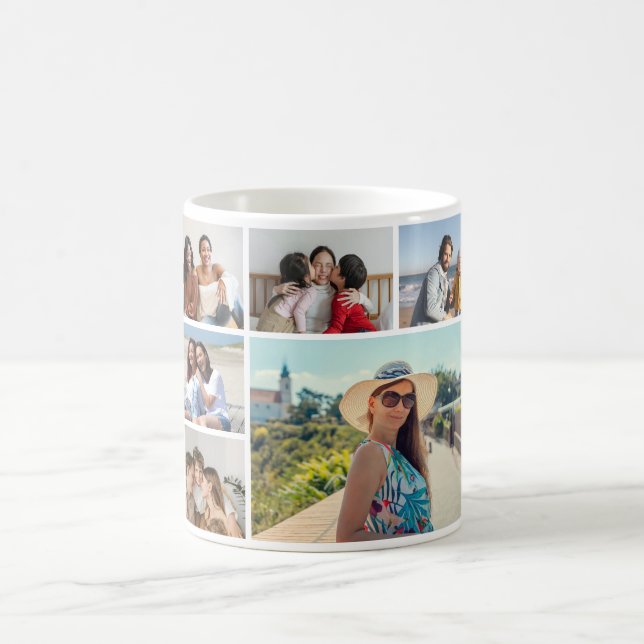 Caneca De Café Crie a sua própria colagem de 6 fotos (Centro)