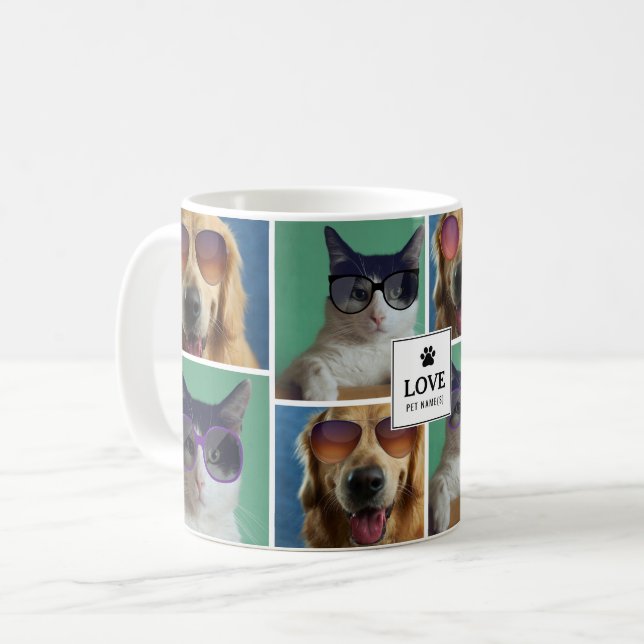 Caneca De Café Crie A Sua Própria Colagem Fotográfica De 4 Pet (Frente Esquerda)