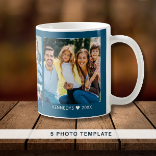 Caneca De Café Crie a sua própria coleção de fotos da família 5 a