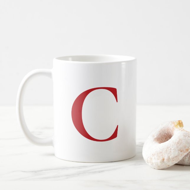 Caneca De Café Crie o seu grande monograma vermelho (Com Donut)