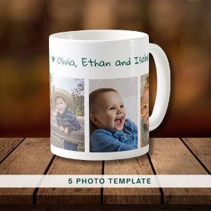 Caneca De Café Crie o seu, nós o amamos, colagem de fotos Pop 5