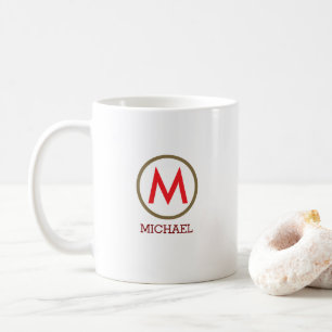 Caneca De Café Crie Seu Nome Monograma Vermelho