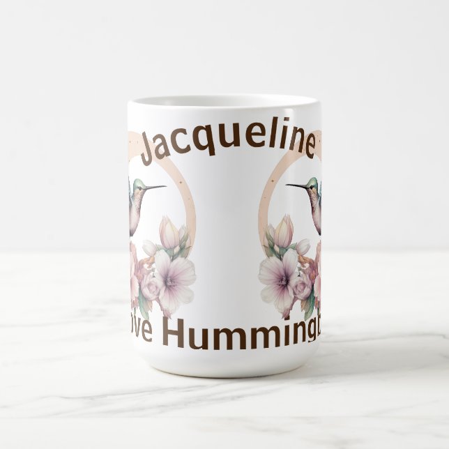 Caneca De Café Crie Seu Nome Personalizado De Hummingbird Por Aqu (Centro)
