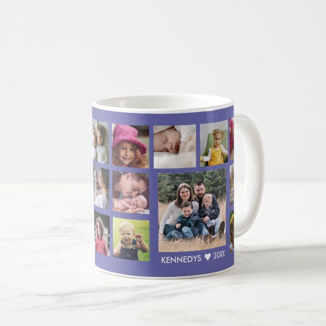 Caneca De Café Crie Seu Próprio 18 Familiares Colagem De Fotos Pe (Frente Esquerda)