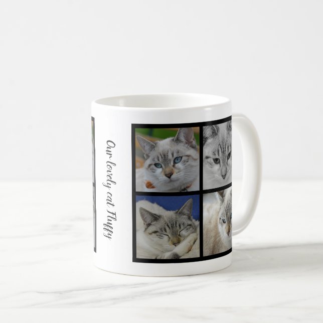 Caneca De Café Crie seu próprio gato foto colagem monograma (Frente Esquerda)