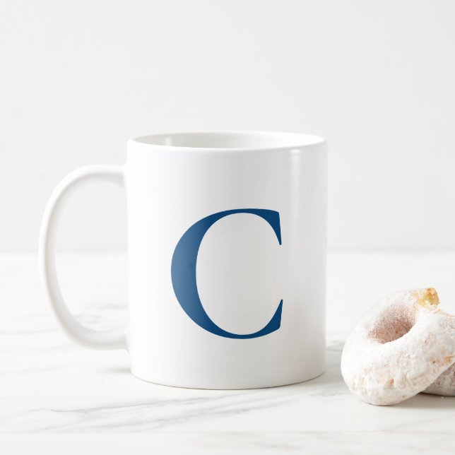 Caneca De Café Crie seu próprio Monograma Azul Grande (Com Donut)