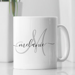 Caneca De Café Crie Seu Próprio Monograma Personalizado E Script