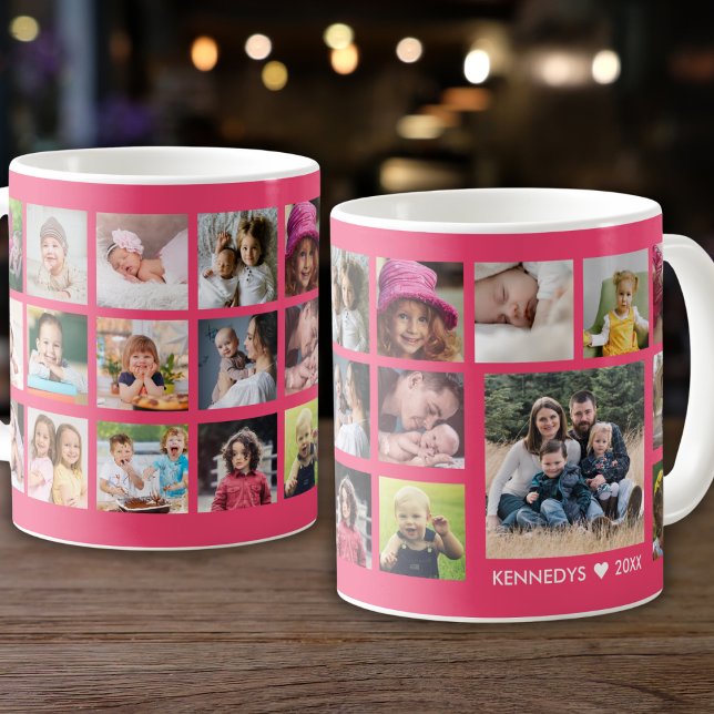 Caneca De Café Crie Seu Próprio Nome Da Família Colagem De Fotos  (Criador carregado)