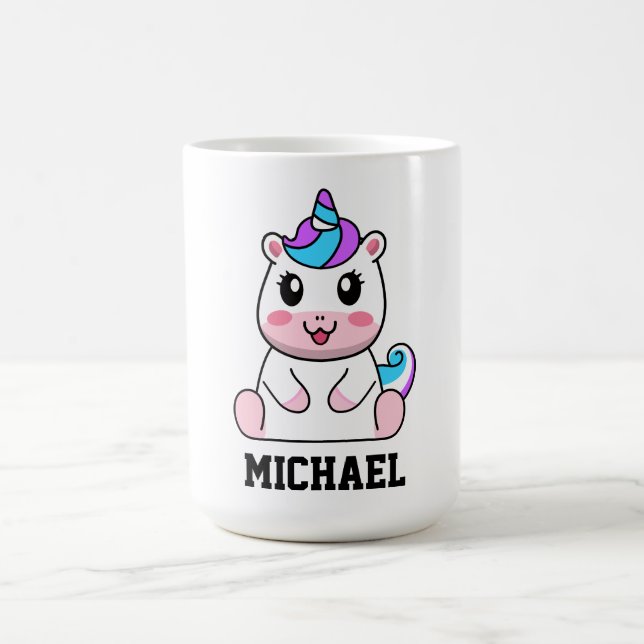 Caneca De Café Crie seu próprio nome Unicórnio Cute (Centro)