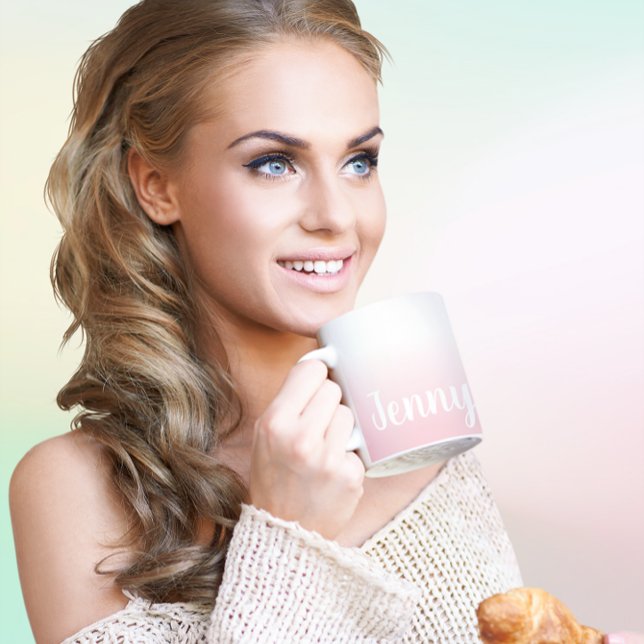 Caneca De Café Crie Seu Próprio Ombro Personalizado (Personalized Pink Ombre Coffee Mug)