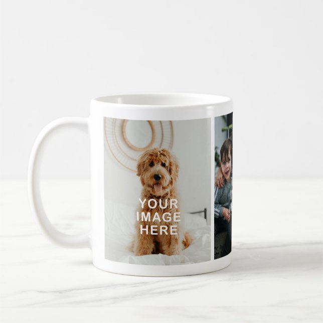 Caneca De Café Crie Seu Próprio Simples de 3 Fotos (Esquerda)
