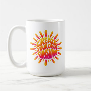 Caneca De Café Crie Sua Própria Arte de Palavras de Sol Tipografi