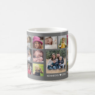 Caneca De Café Crie Sua Própria Cinza De Colagem De Fotos Da Fam