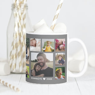 Caneca De Café Crie Sua Própria Cinza De Colagem De Fotos Da Famí