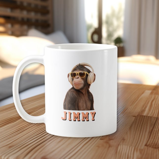 Caneca De Café Crie Sua Própria Citação Macaco Personalizado (Create Your Own Quote Custom Monkey Coffee Mug)