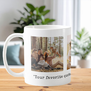 Caneca De Café Crie Sua Própria Citação Personalizada com 3 Fotos