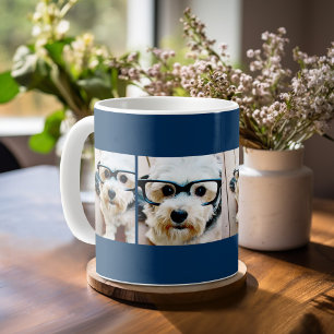 Caneca De Café Crie Sua Própria Colagem Azul 4 Fotos
