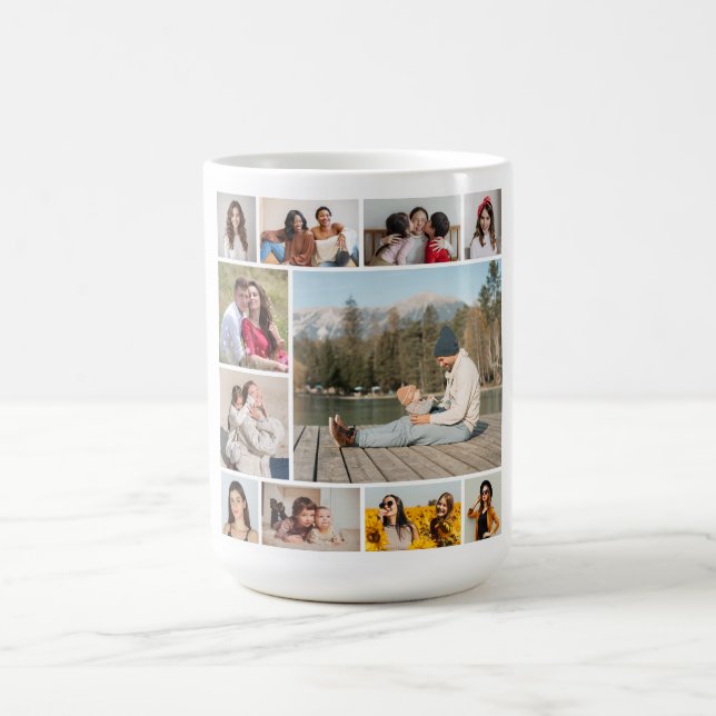 Caneca De Café Crie Sua Própria Colagem de 11 Fotos (Centro)
