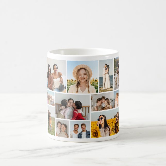 Caneca De Café Crie Sua Própria Colagem de 12 Fotos  (Centro)