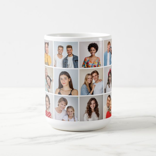 Caneca De Café Crie Sua Própria Colagem de 12 Fotos (Centro)