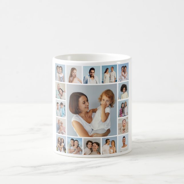 Caneca De Café Crie Sua Própria Colagem de 17 Fotos  (Centro)