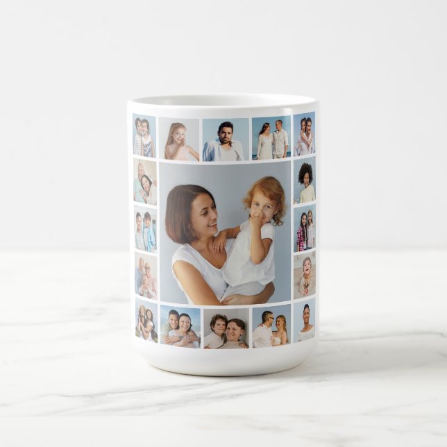 Caneca De Café Crie Sua Própria Colagem de 17 Fotos  (Centro)
