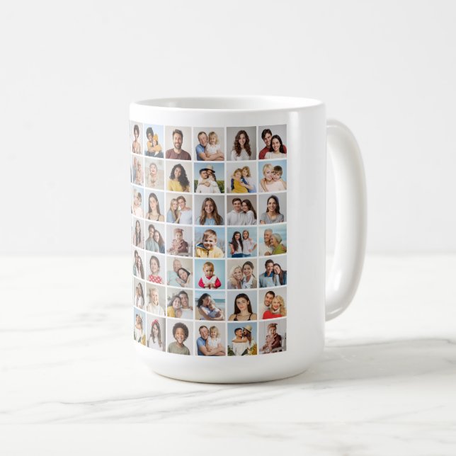 Caneca De Café Crie Sua Própria Colagem de 63 Fotos (Frente Esquerda)