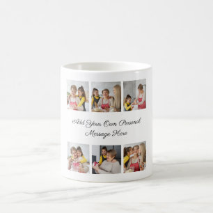 Caneca De Café Crie sua própria colagem de 6 fotos Adicione sua s