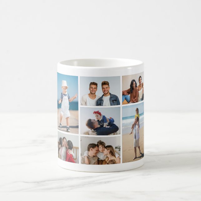 Caneca De Café Crie sua própria colagem de 7 fotos (Centro)