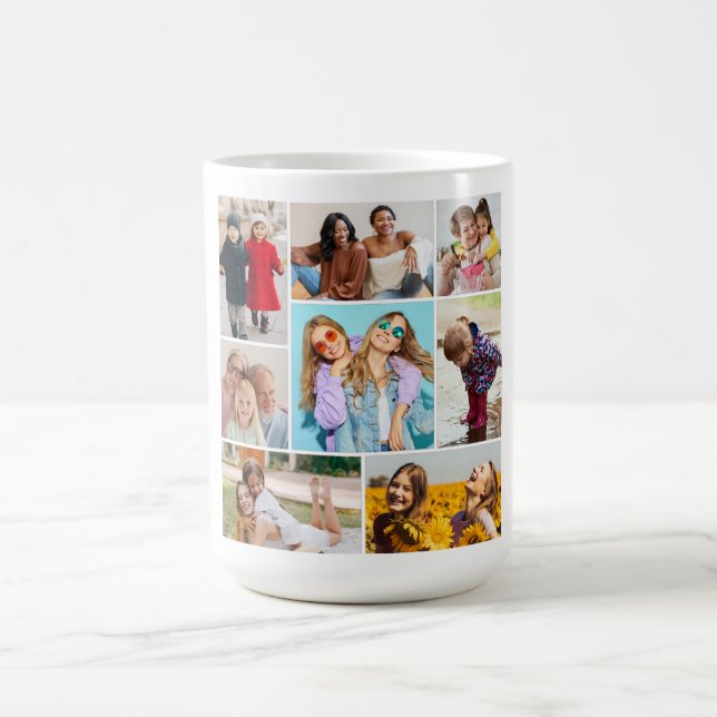 Caneca De Café Crie sua própria colagem de 8 fotos (Centro)